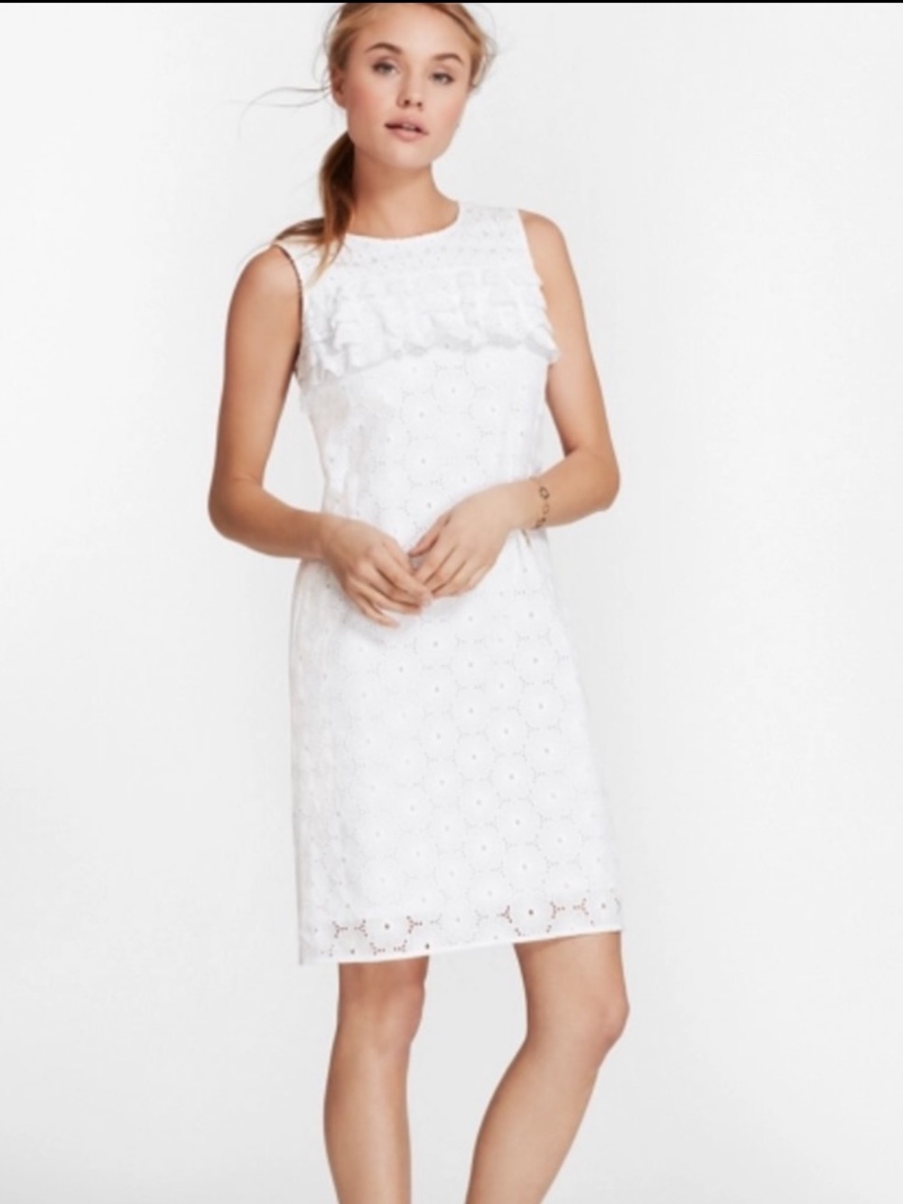 Brooks Brothers White Eyelet Shift Dress (Like New)